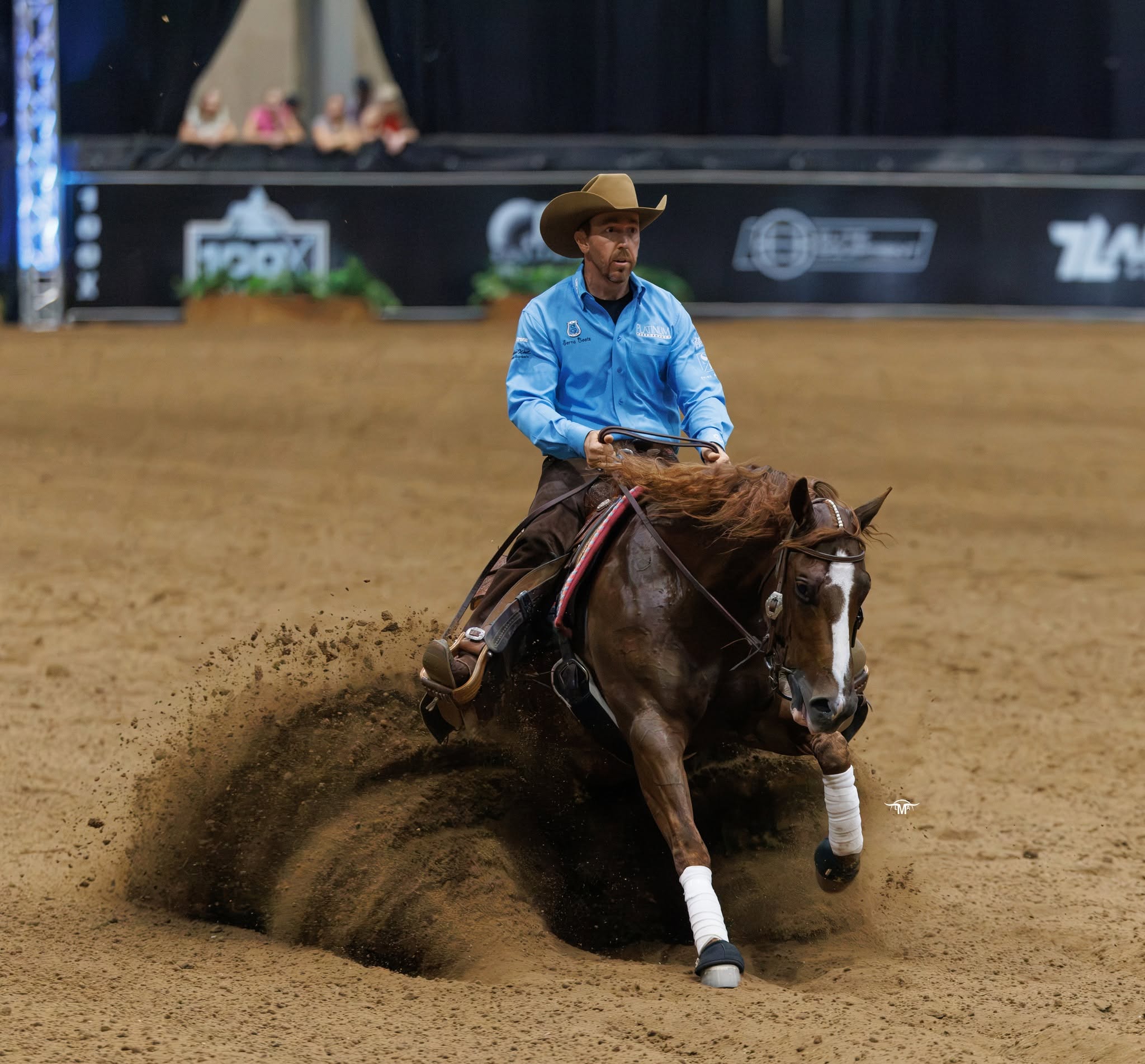 Björn and Ryan Rushing showing at the 100X Reining Classic